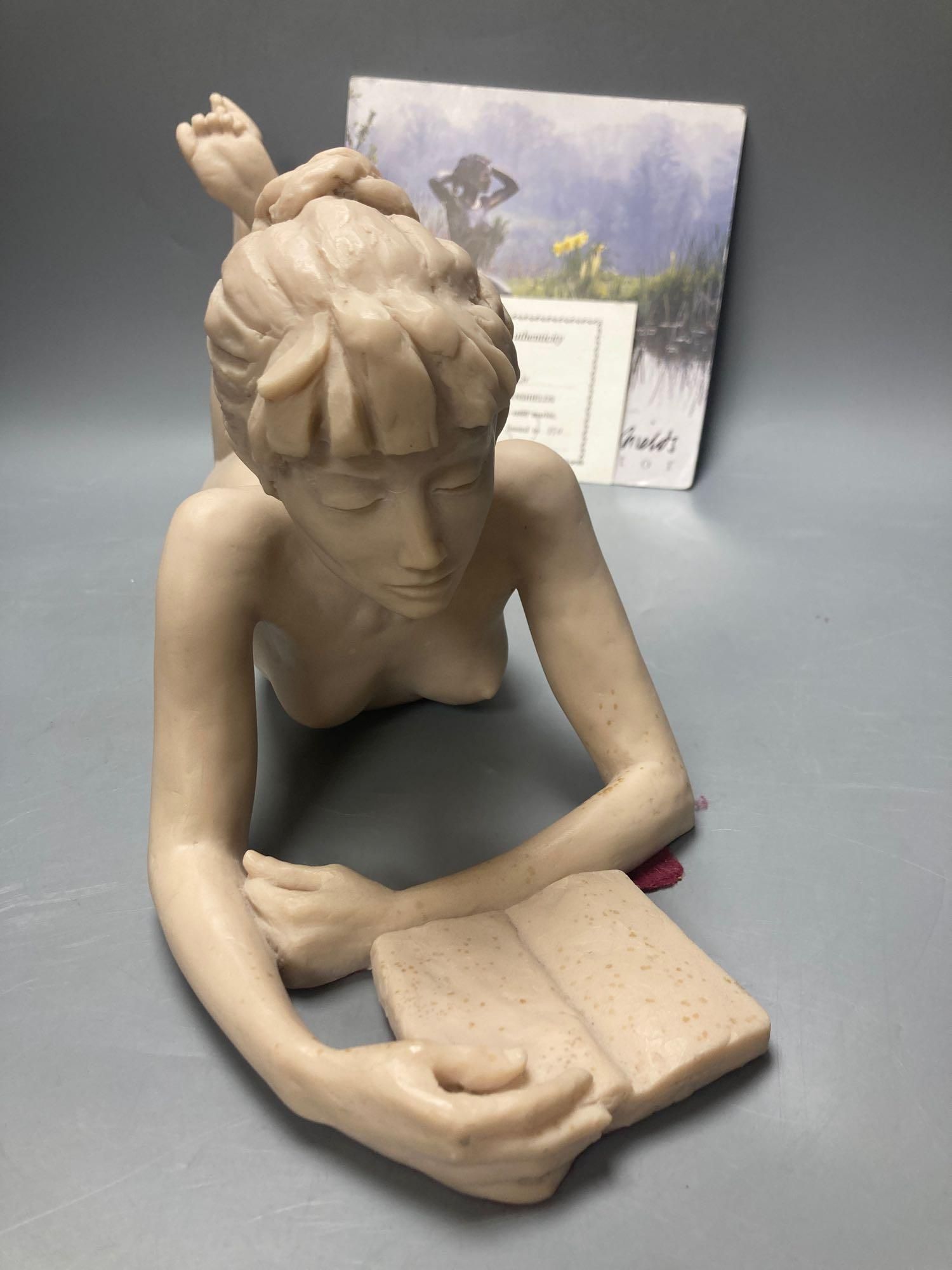Tom Greenshields, Sculpture, Anya with Book, resin marble, no.21 of 350, 18cm high, with certificate of authenticity